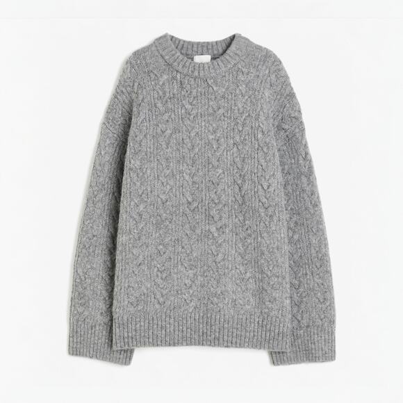 H&M Sweaters - H&M Oversized Cable Knit Boxy Fit Jumper Sweater in Gray Size XL